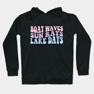 Retro Groovy Boat Waves Sun Rays Lake Days Cute Summer Vacation Lake Life Hoodie